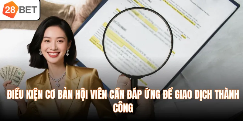 Điều kiện cơ bản hội viên cần đáp ứng để giao dịch thành công