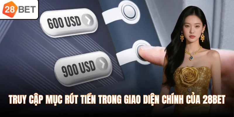 Truy cập mục rút tiền trong giao diện chính của 28BET